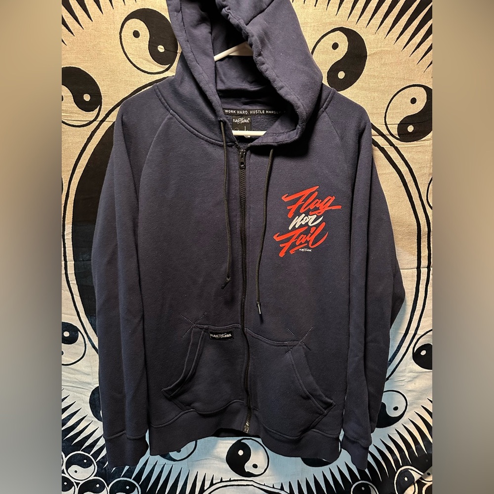 Flag Nor Fail Navy Blue Red Full Zip Hoodie Large